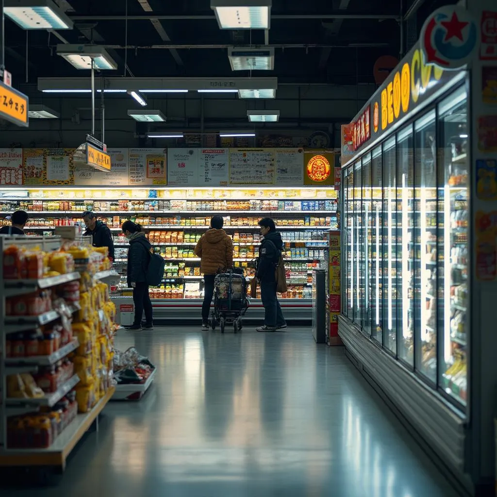Interior de tienda de conveniencia espaciosa y moderna